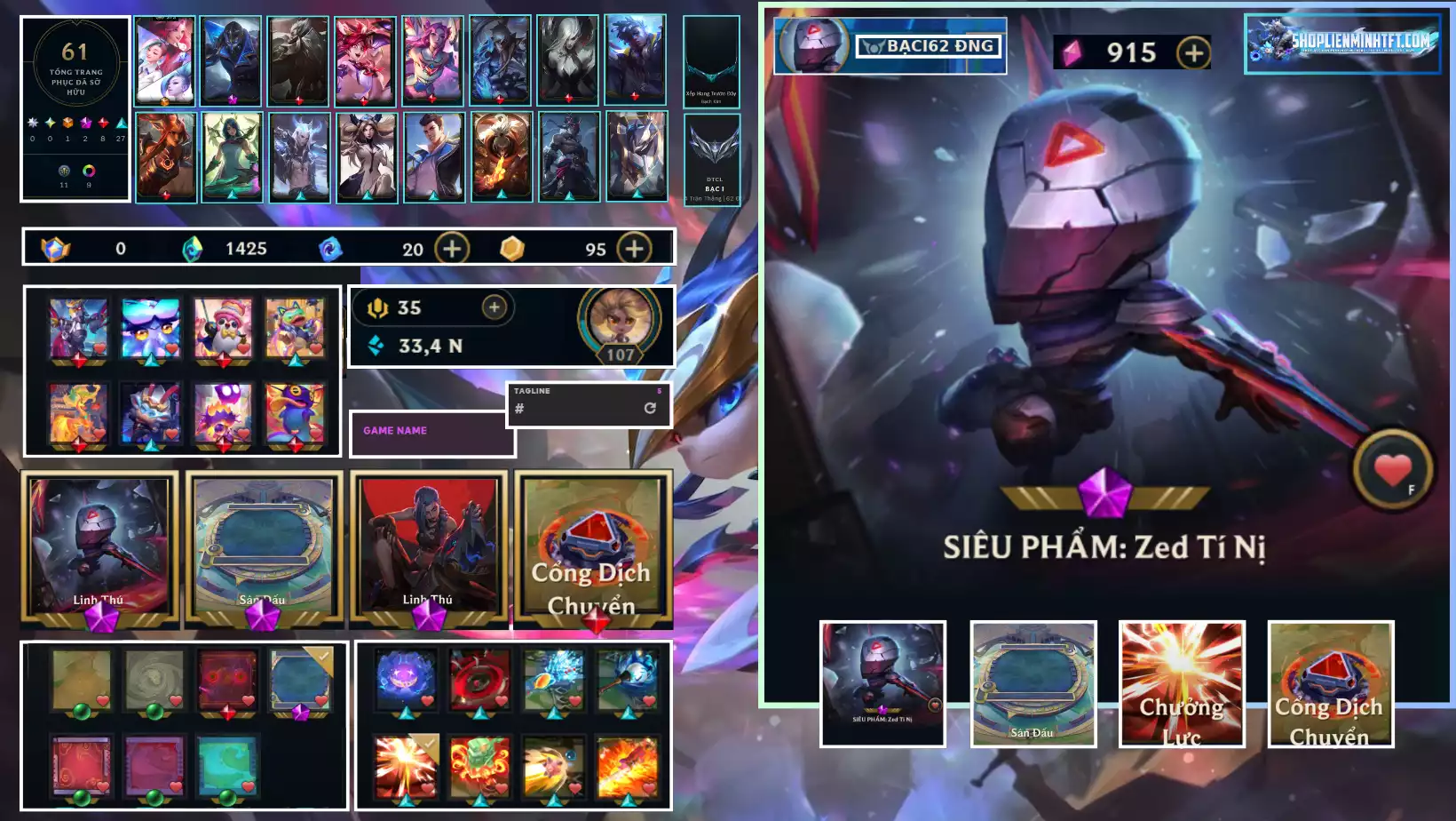 TFT LOL VIP1 3 TÍM - 2 PET TÍM - 1 SÂN TÍM 1 SÂN ĐỎ - 0 TÍ NỊ THƯỜNG - NHIỂU CHƯỞNG LỰC - NHIỀU LINH THÚ HIẾM DƯ 0 HC - 950 MẢNH SAO - 1400 PHA LÊ - Thông Tin Đầy Đủ - Hỗ Trợ - Bảo Hành 100%